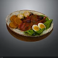Delicious Grilled Meat Plate With Boiled Eggs Corn Sweet Potatoes And Leafy Greens