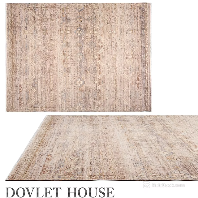 Square Rug With Neutral Toned Textured Pattern For Living Room Home Decor 3d model 