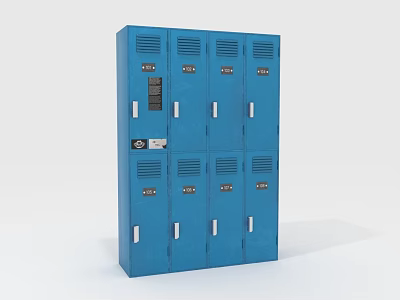 Blue Metal Storage Wardrobe With Multiple Doors And Ventilation Holes Design 3d model