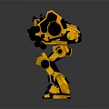 Detailed Yellow Humanoid Mechanical Character With Robotic Structure And Components 3d model