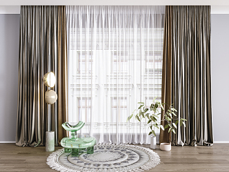 modern curtain gauze curtain 3d model