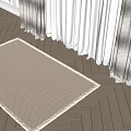 Square Beige Woven Rug On Wooden Floor With Curtains And Natural Light