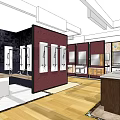 Modern Public Restroom Interior With White Sinks Mirrors And Wooden Flooring
