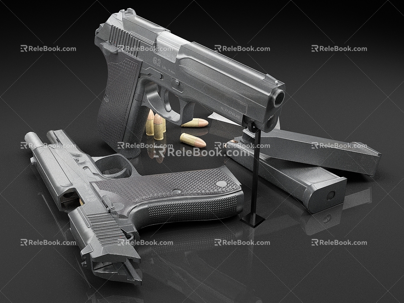 pistol G2 weapon pistol magazine pistol structure 3d model