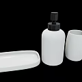 Beauty Products With White Containers Pump Bottle Cup And Tray 3d model
