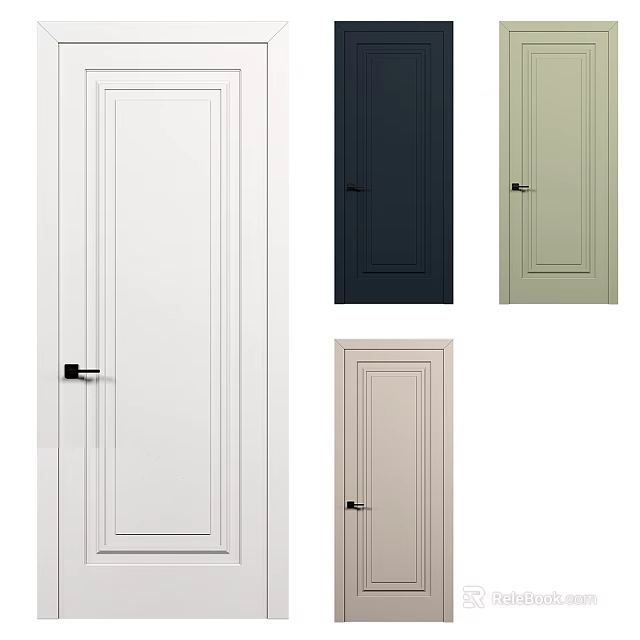 Hinged Door In Various Colors For Interior Home Decoration And Design 3d model 