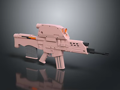 Pink Rifle With Scope Orange Accents Black Barrel And Modern Design 3d model