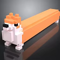 Pixel Art Dog Shaped Decor With Long Orange Body And White Block Legs
