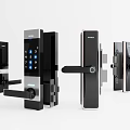 Modern door handle smart door lock password lock fingerprint lock 3d model