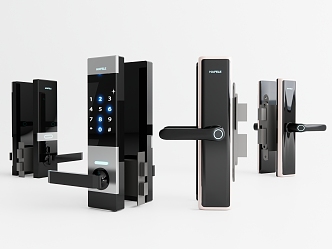 Modern door handle smart door lock password lock fingerprint lock 3d model