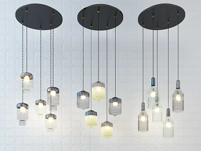 Modern chandelier fashion simple metal chandelier combination 3d model