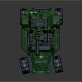 Green Off Road Vehicle Model With Roof Mounted Antennas And Weapon System