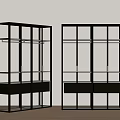Modern Display Cabinet With Black Frame Glass Doors And Minimalist Design