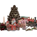 Christmas Themed Decorative Ornament Set With Tree Train Santa Pony And Candy Canes
