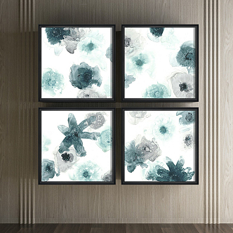 Modern abstract painting simple blue living room abstract decorative painting 3d model