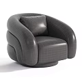 Beige Rounded Leisure Chair With Curved Armrests Plush Cushion And Color Options