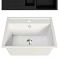 Modern Black And White Kitchen Sink With Single Bowl Design And Drain Hole