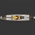 Vintage Ship Model With Yellow White Hull Black Chimney Mast And Ropes