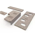 Textured Brick Building Components With Various Shapes And Holes For Construction 3d model