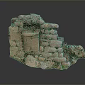 Ancient Stone Wall Ruins With Rough Texture And Mossy Patches