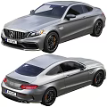 Silver Mercedes Coupe Car With UK Plate Front And Rear View Design