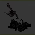 Futuristic Black Mecha Models Featuring Large And Small Robotic Designs