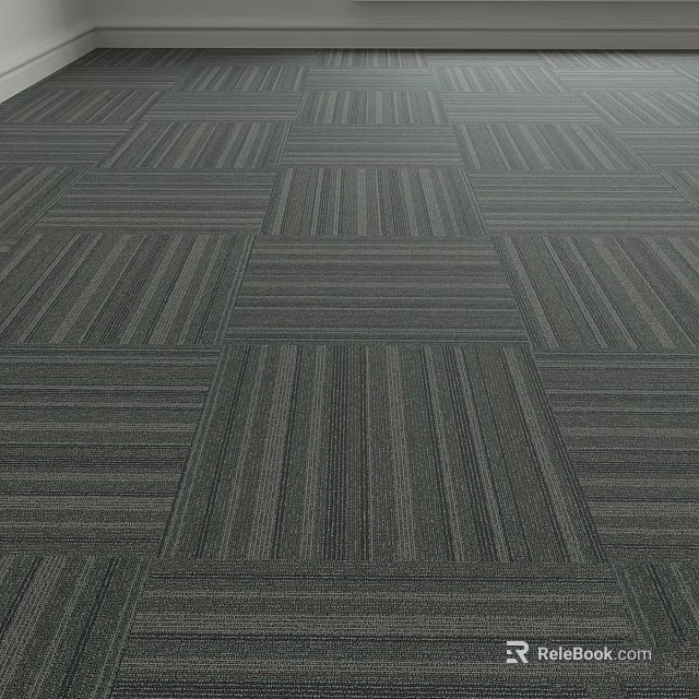 Modern Gray Striped Square Carpet Tiles With Interlocking Floor Pattern Design 3d model
