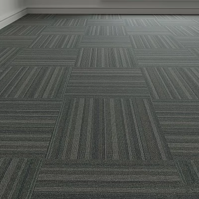 Modern Gray Striped Square Carpet Tiles With Interlocking Floor Pattern Design 3d model