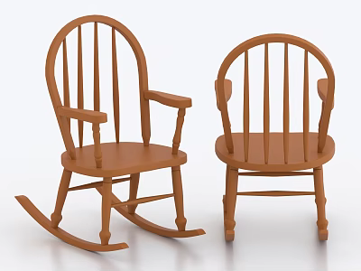 Wooden Leisure Chairs Rocking Chair And Armchair With Natural Wood Finish And Comfortable Design 3d model