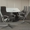 Modern White Marble Conference Table With Gray Leather Chairs And Metal Legs In Office