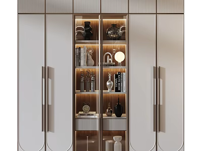 Modern Decorative Cabinet With Glass Doors And Interior Lighting For Decorative Items 3d model