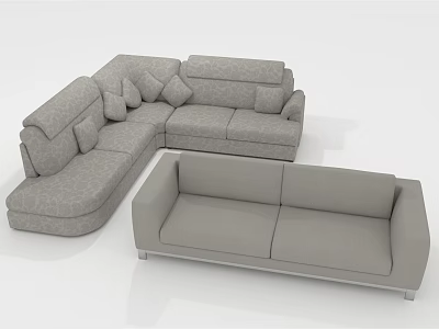 Modern L shaped Sectional Sofa Set With Upholstered Cushions For Living Room Interior 3d model