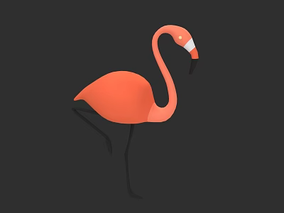 Aquatic Bird Flamingo With Orange Plumage Standing On One Leg Against Dark Background 3d model