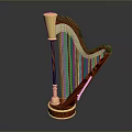 Exquisite Wooden Harp With Golden Accents Strings And Elegant Base