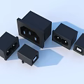Black Electrical Power Sockets With Various Shapes And Sizes For Home Use 3d model