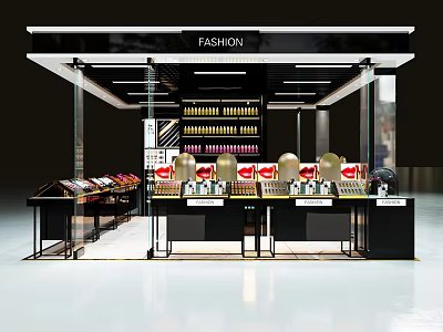 Modern Fashion Store Interior With Cosmetics Display And Glass Counters 3d model