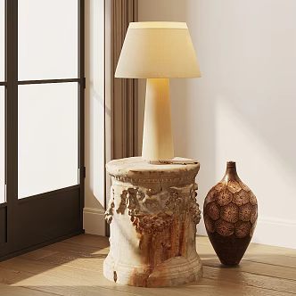 Antique Table Lamp Antique Side Ceramic Pot Floor Lamp Large Table Lamp White Table Lamp Hotel Lobby Table Lamp 3d model
