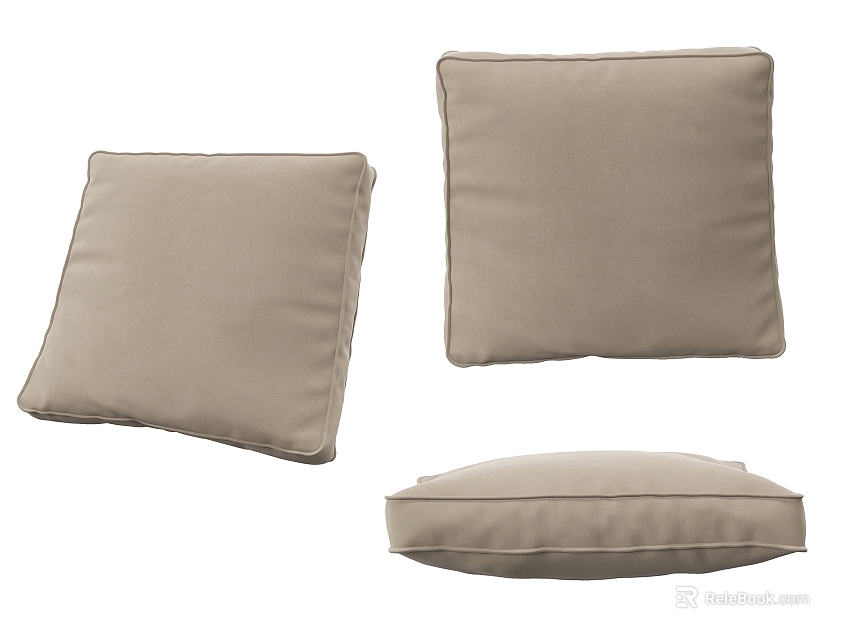 Comfortable Beige Throw Pillows For Home Decor Shown In Multiple Angles 3d model 