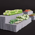 Fresh Vegetables Display On Layered Gray Tablecloth With Cabbages Lettuce Broccoli Mushrooms And Black Background