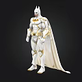 White and Gold Batman Statue With Cape and Detailed Armor Design Collectible Figure