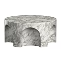 Round Modern Coffee Tables with Arched Hollowed Design in Marble and Natural Stone
