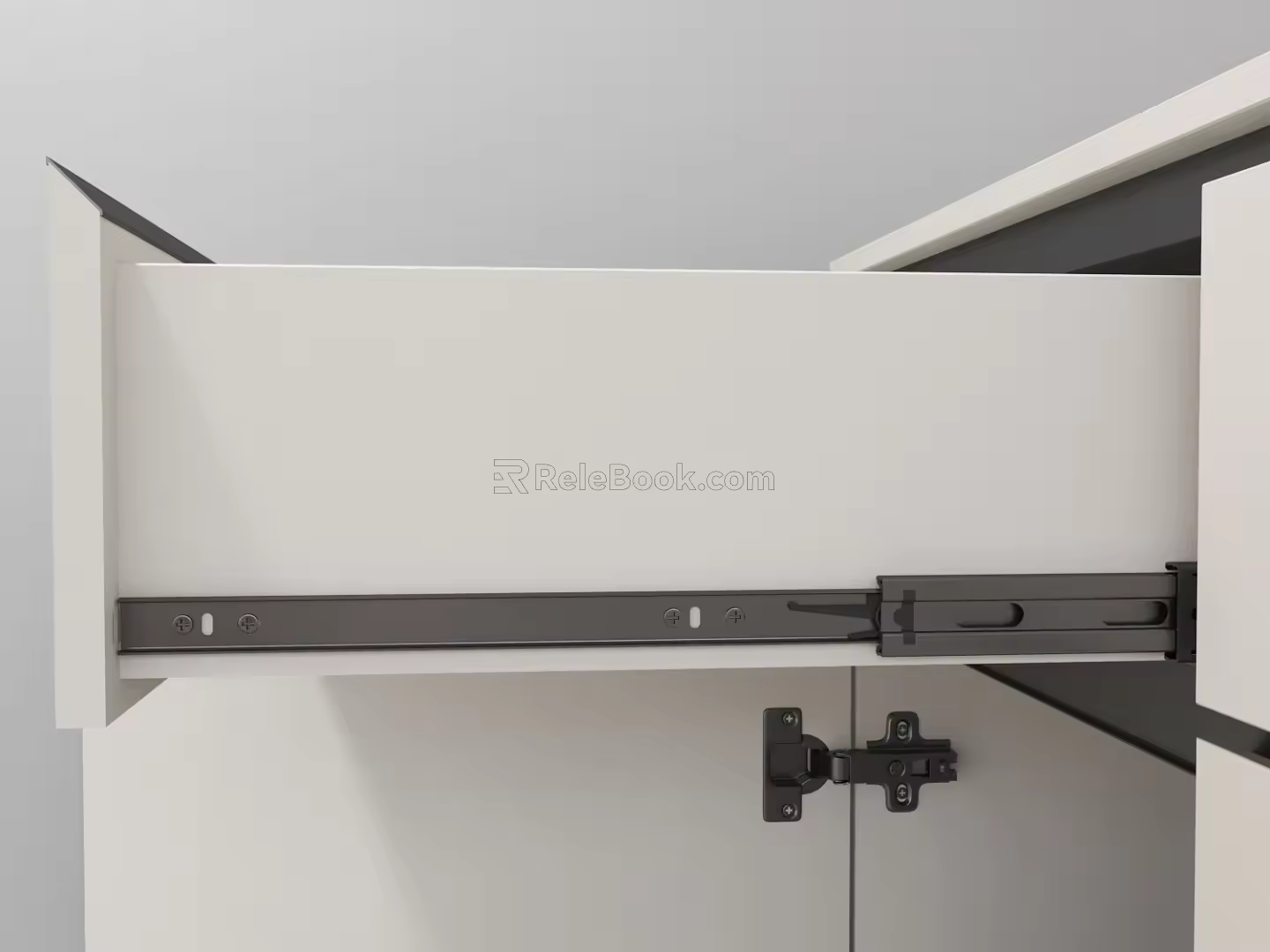 Modern Cabinet Slide Hinge Full Cover Hinge Three Stage Slide Screw Cabinet Invisible Handles 3d model
