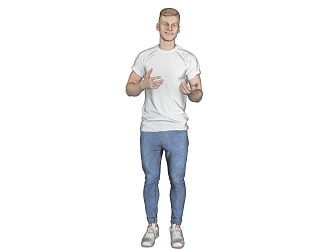 Short Sleeve Jeans Young Men Fashion Casual Men 3d model