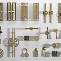 New Chinese Style Handle Wardrobe Handle Yellow Ancient Copper Handle Classical Handle Drawer Handle 3d model