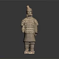 Ancient Terracotta Warrior Sculpture With Detailed Armor And Traditional Carving Craftsmanship