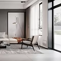 Stylish Accent Chair In Modern Living Room With Cozy Sofa Coffee Table And Natural Light