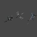 Black and White Fighter Jet With Serial Number 08803 And Emblems On Wings And Tail