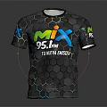 Colorful Hexagon Pattern T shirt With Mix 95.1 FM The New Expression Design