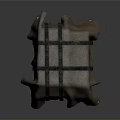 Household Item Covered With Brown Fabric And Cross Tied Black Straps On Wooden Pallet