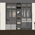 Modern Walk in Closet Interior With Hanging Clothes Storage Cabinets Drawers And Built in Lighting